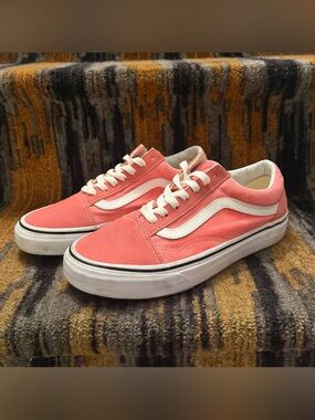 Vans Women's Low-Top Canvas Sneakers in Coral Pink and White